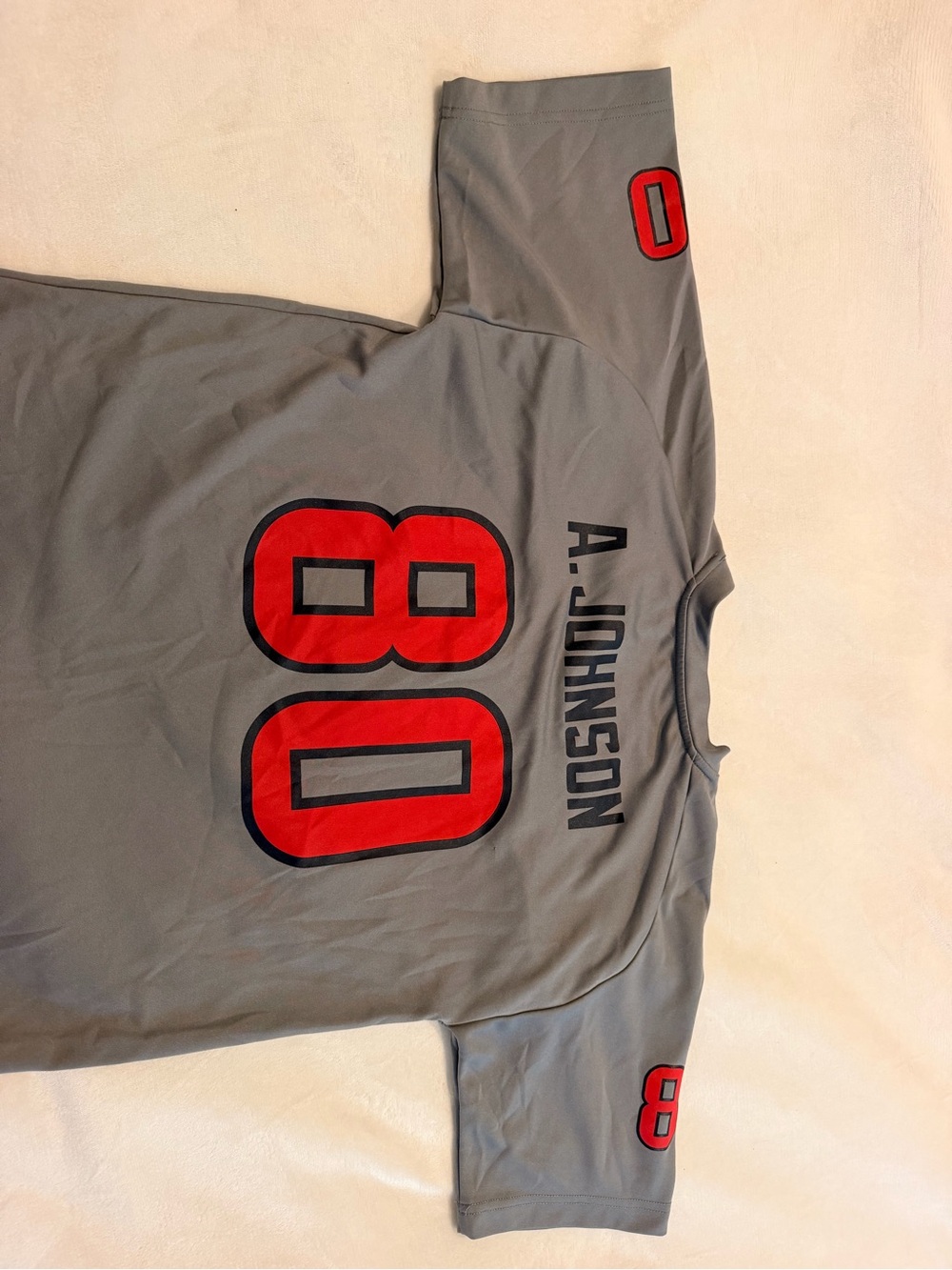 NFL Gray Men's Jersey with Red Number 80 and A. Johnson